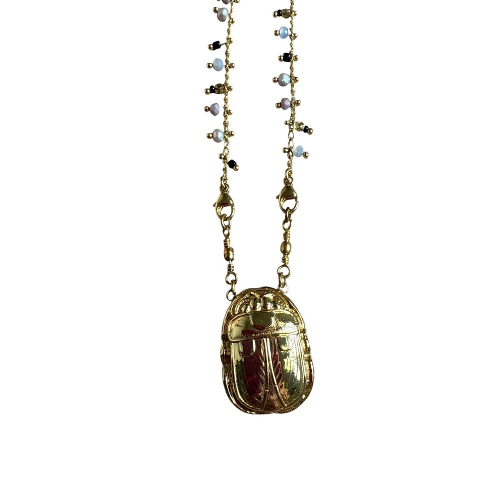 NIB Gas Bijoux Beaded Beetle Necklace - Picture 3 of 3